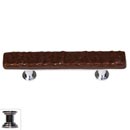 Sietto [SP-209-PC] Handmade Glass Cabinet Pull Handle - Skinny Glacier - Woodland Brown - Polished Chrome Base - 3" C/C - 5" L