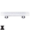 Sietto [SP-212-ORB] Handmade Glass Cabinet Pull Handle - Skinny Glacier - White - Oil Rubbed Bronze Base - 3" C/C - 5" L