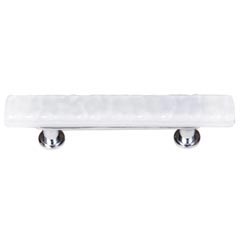 Sietto [SP-212-PC] Handmade Glass Cabinet Pull Handle - Skinny Glacier - White - Polished Chrome Base - 5&quot; L