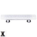 Sietto [SP-212-PC] Handmade Glass Cabinet Pull Handle - Skinny Glacier - White - Polished Chrome Base - 5&quot; L