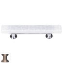 Sietto [SP-212-SN] Handmade Glass Cabinet Pull Handle - Skinny Glacier - White - Satin Nickel Base - 5&quot; L