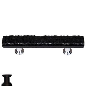 Sietto [SP-213-ORB] Handmade Glass Cabinet Pull Handle - Skinny Glacier - Black - Oil Rubbed Bronze Base - 5" L