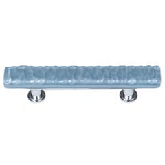 Sietto [SP-215-PC] Handmade Glass Cabinet Pull Handle - Skinny Glacier - Powder Blue - Polished Chrome Base - 5&quot; L