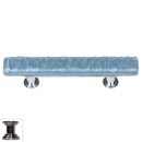 Sietto [SP-215-PC] Handmade Glass Cabinet Pull Handle - Skinny Glacier - Powder Blue - Polished Chrome Base - 5" L