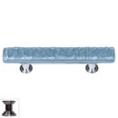 Sietto [SP-215-PC] Handmade Glass Cabinet Pull Handle - Skinny Glacier - Powder Blue - Polished Chrome Base - 3" C/C - 5" L