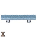 Sietto [SP-215-SN] Handmade Glass Cabinet Pull Handle - Skinny Glacier - Powder Blue - Satin Nickel Base - 3&quot; C/C - 5&quot; L