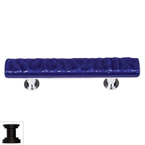 Sietto [SP-221-ORB] Handmade Glass Cabinet Pull Handle - Skinny Glacier - Deep Cobalt - Oil Rubbed Bronze Base - 5" L