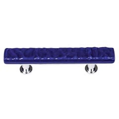 Sietto [SP-221-ORB] Handmade Glass Cabinet Pull Handle - Skinny Glacier - Deep Cobalt - Oil Rubbed Bronze Base - 5&quot; L