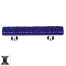 Sietto [SP-221-PC] Handmade Glass Cabinet Pull Handle - Skinny Glacier - Deep Cobalt - Polished Chrome Base - 5" L