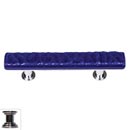 Sietto [SP-221-PC] Handmade Glass Cabinet Pull Handle - Skinny Glacier - Deep Cobalt - Polished Chrome Base - 3&quot; C/C - 5&quot; L