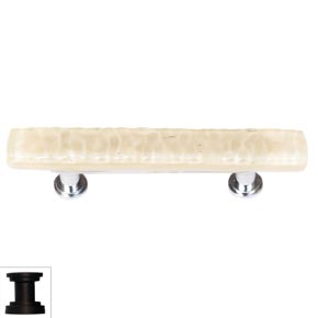 Sietto [SP-222-ORB] Handmade Glass Cabinet Pull Handle - Skinny Glacier - Pale Yellow - Oil Rubbed Bronze Base - 5" L