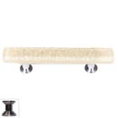 Sietto [SP-222-PC] Handmade Glass Cabinet Pull Handle - Skinny Glacier - Pale Yellow - Polished Chrome Base - 5" L