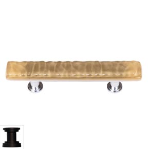 Sietto [SP-226-ORB] Handmade Glass Cabinet Pull Handle - Skinny Glacier - Sesame - Oil Rubbed Bronze Base - 5" L