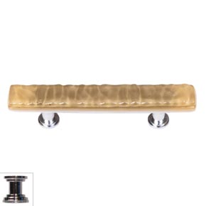 Sietto [SP-226-PC] Handmade Glass Cabinet Pull Handle - Skinny Glacier - Sesame - Polished Chrome Base - 5" L
