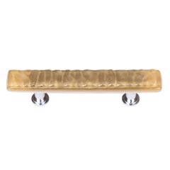Sietto [SP-226-PC] Handmade Glass Cabinet Pull Handle - Skinny Glacier - Sesame - Polished Chrome Base - 5&quot; L