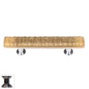 Sietto [SP-226-PC] Handmade Glass Cabinet Pull Handle - Skinny Glacier - Sesame - Polished Chrome Base - 5" L