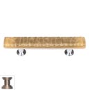 Sietto [SP-226-SN] Handmade Glass Cabinet Pull Handle - Skinny Glacier - Sesame - Satin Nickel Base - 5" L