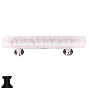 Sietto [SP-228-ORB] Handmade Glass Cabinet Pull Handle - Skinny Glacier - Rose - Oil Rubbed Bronze Base - 5" L