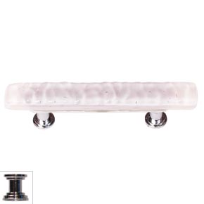 Sietto [SP-228-PC] Handmade Glass Cabinet Pull Handle - Skinny Glacier - Rose - Polished Chrome Base - 5" L