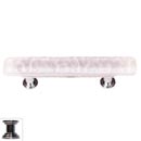 Sietto [SP-228-PC] Handmade Glass Cabinet Pull Handle - Skinny Glacier - Rose - Polished Chrome Base - 5" L