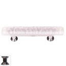 Sietto [SP-228-PC] Handmade Glass Cabinet Pull Handle - Skinny Glacier - Rose - Polished Chrome Base - 3" C/C - 5" L