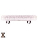 Sietto [SP-228-SN] Handmade Glass Cabinet Pull Handle - Skinny Glacier - Rose - Satin Nickel Base - 5" L