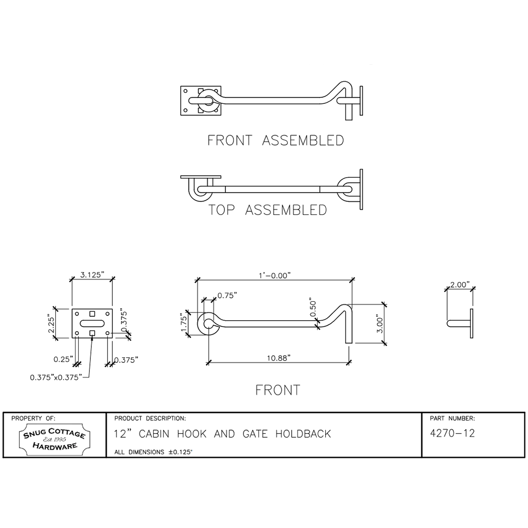 Snug Cottage 4270-12 Gate Cabin Hook