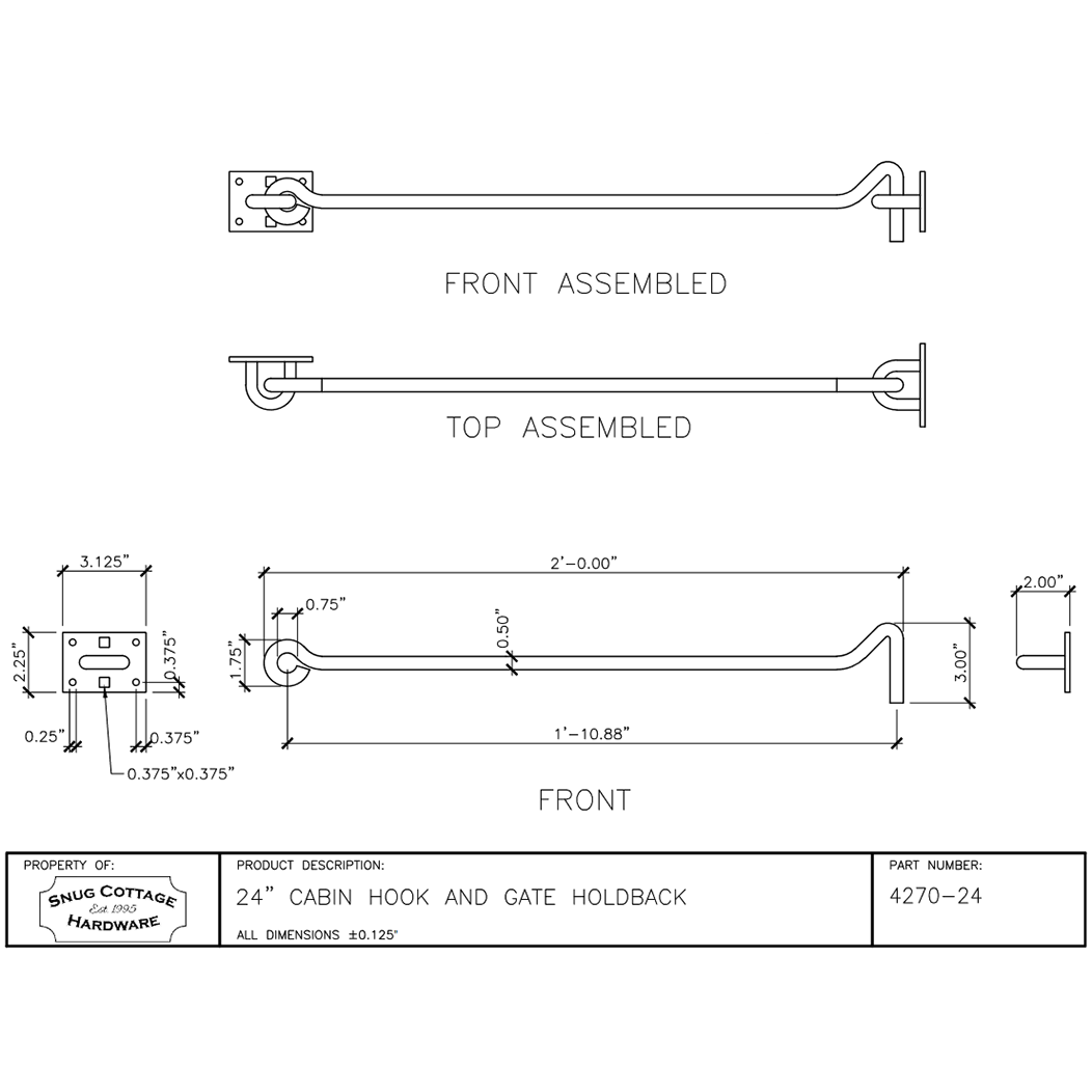 Snug Cottage 4270-24 Gate Cabin Hook