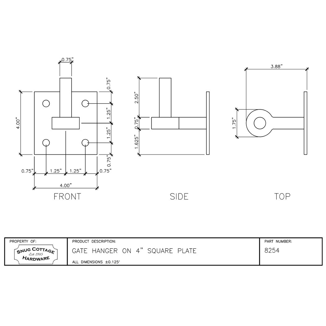 Snug Cottage [825434P] Steel Heavy Duty Exterior Gate Strap Hinge