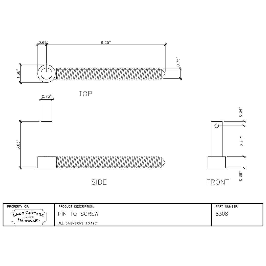 Snug Cottage [8308] Gate Strap Hinge Pintle