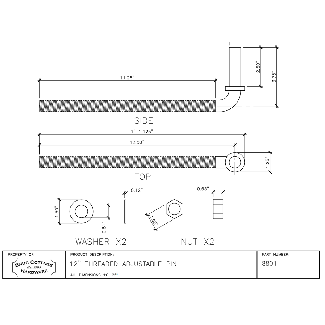 Snug Cottage [8801-12] Gate Strap Hinge Pintle