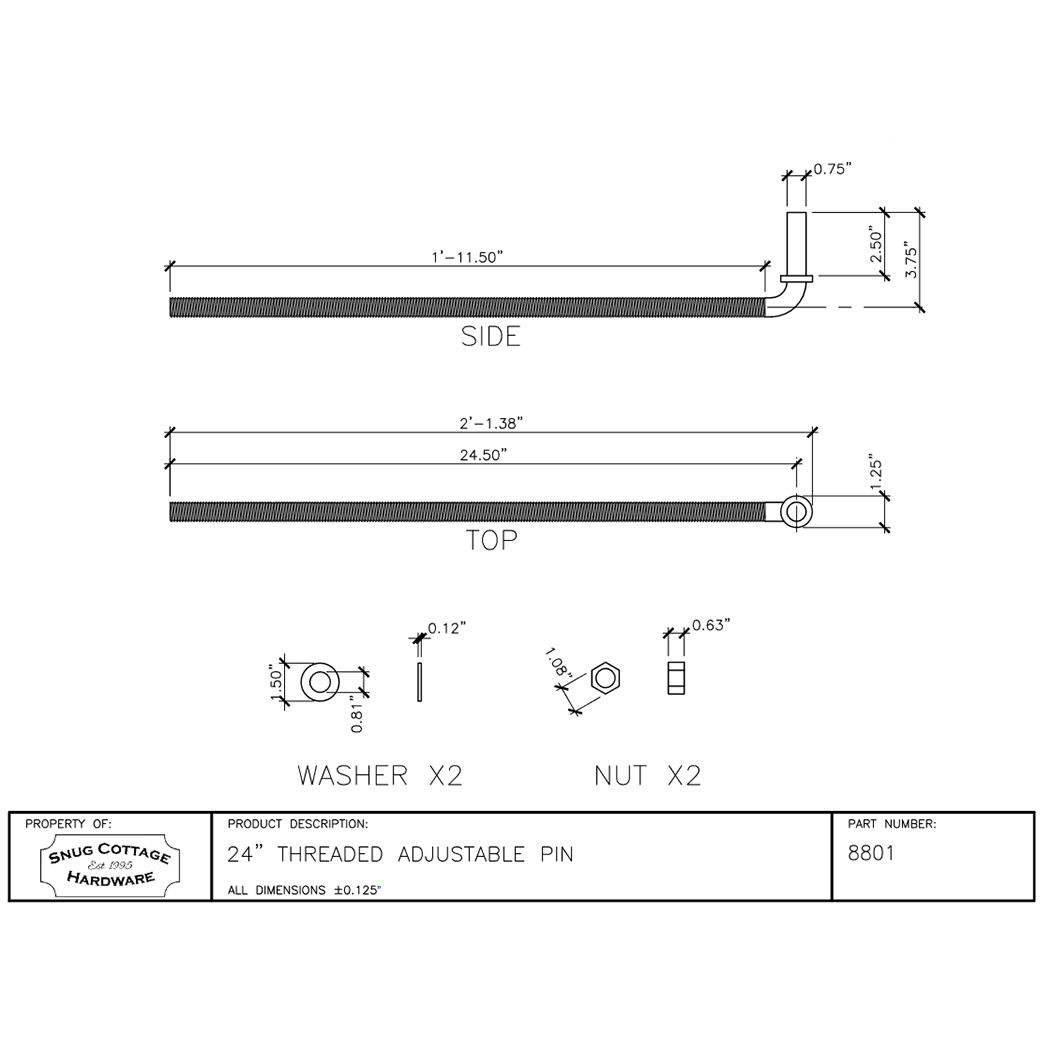 Snug Cottage [8801-24] Gate Strap Hinge Pintle