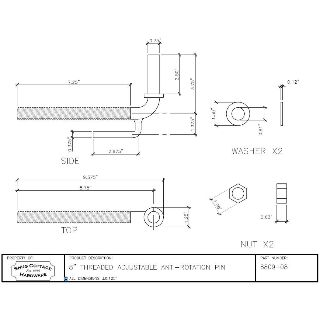 Snug Cottage [8809-08] Gate Strap Hinge Pintle