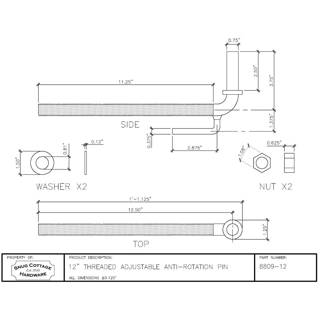 Snug Cottage [8809-12] Gate Strap Hinge Pintle