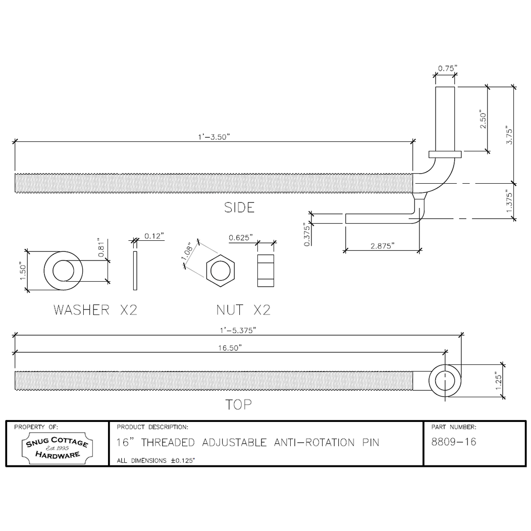 Snug Cottage [8809-16] Gate Strap Hinge Pintle