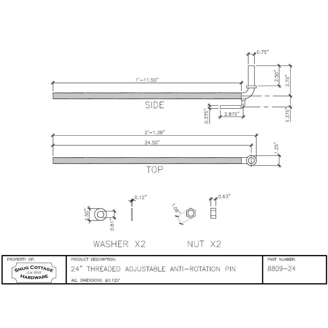 Snug Cottage [8809-24] Gate Strap Hinge Pintle
