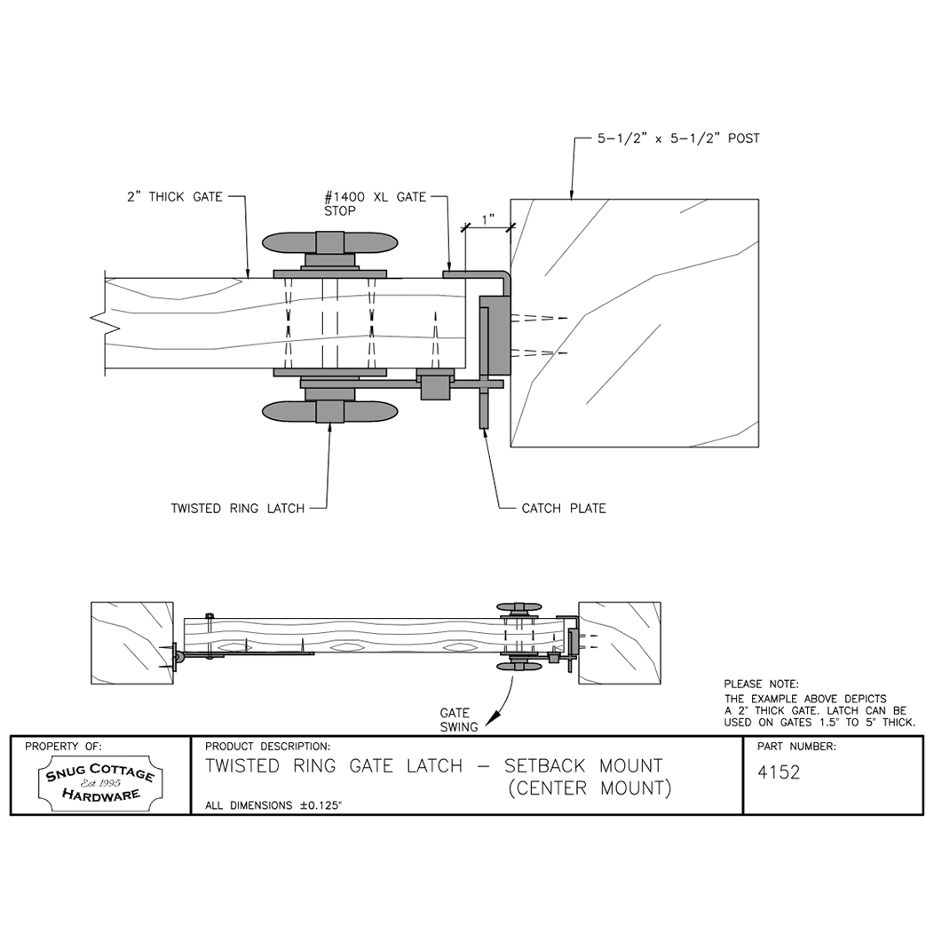 Snug Cottage 4152 Gate Ring Turn Latch