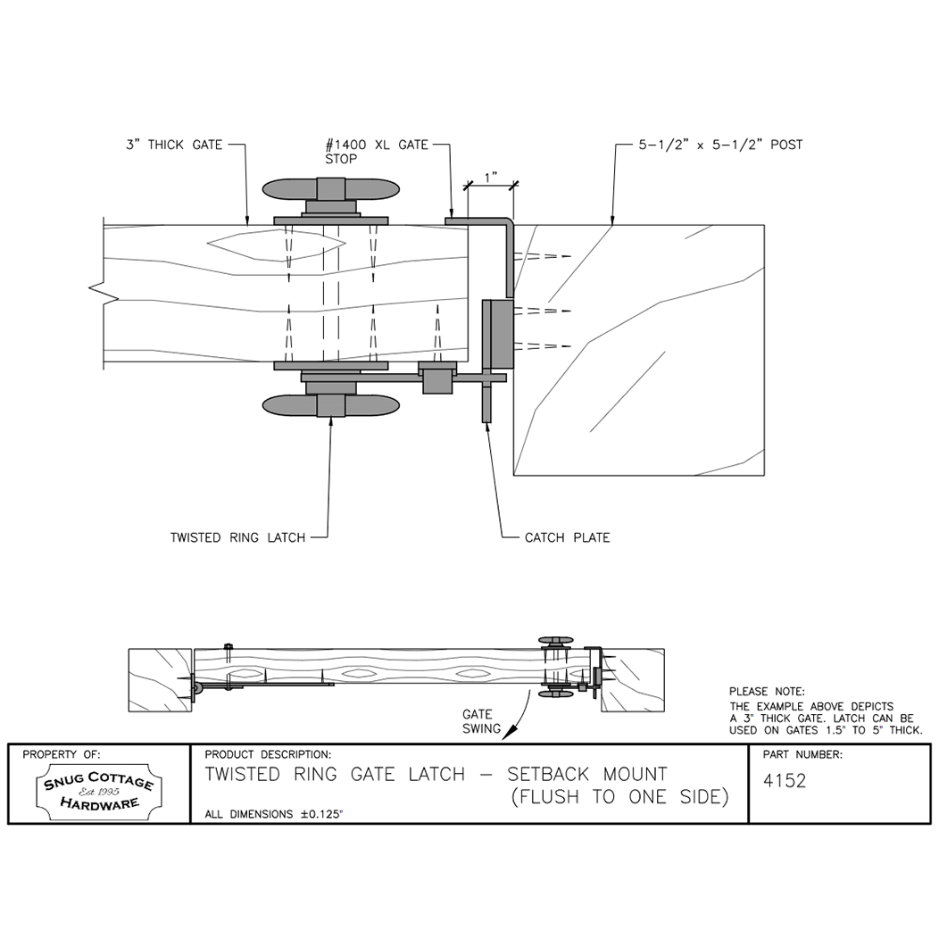 Snug Cottage 4152 Gate Ring Turn Latch