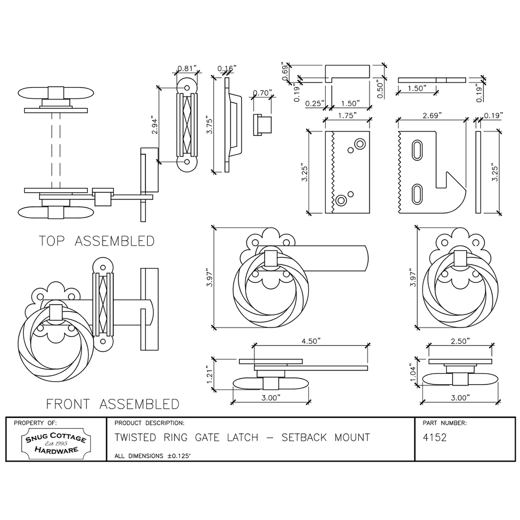 Snug Cottage 4152 Gate Ring Turn Latch