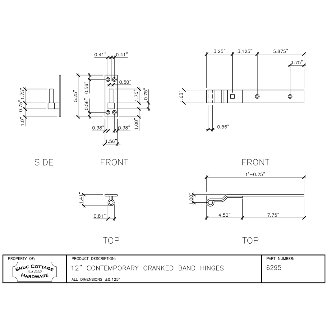 Snug Cottage 6295 Gate Strap Hinge