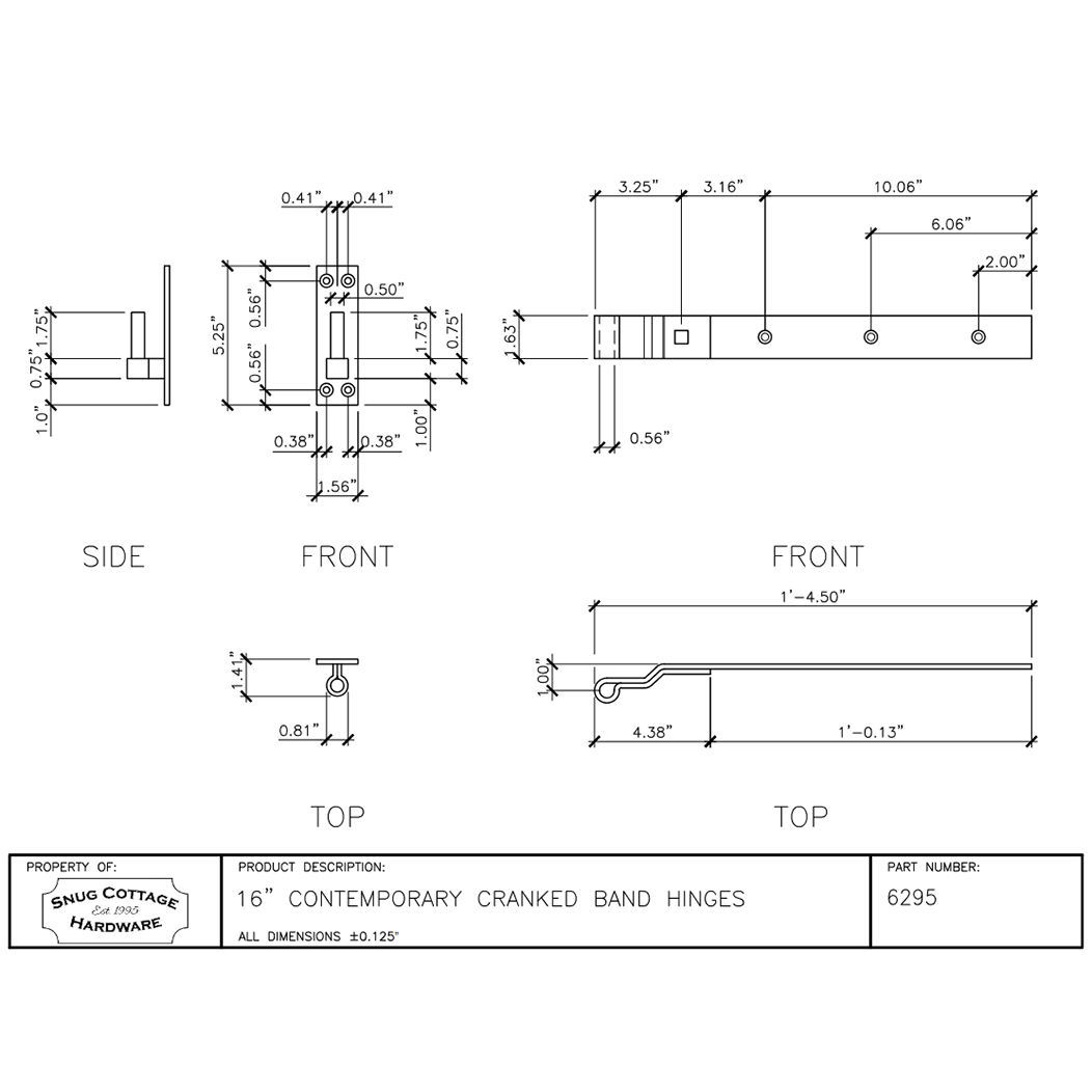 Snug Cottage 6295 Gate Strap Hinge