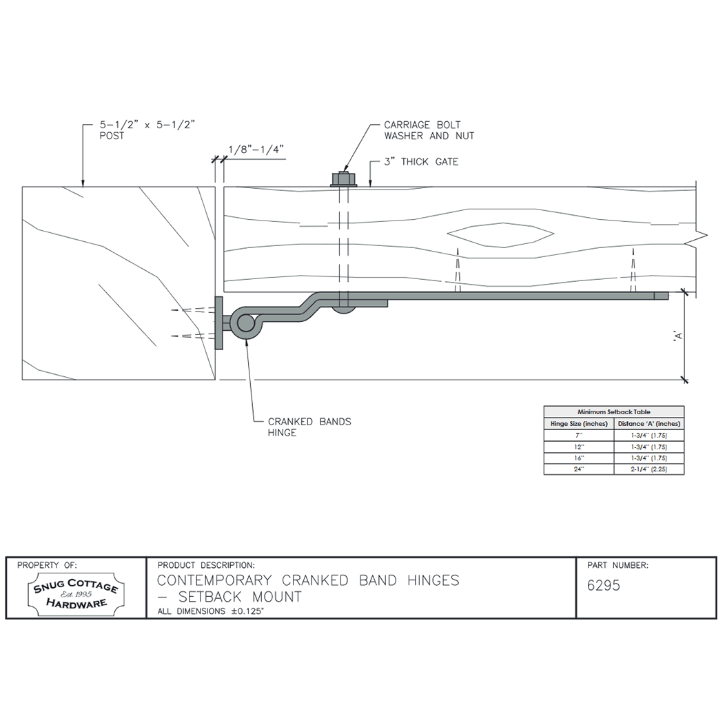 Snug Cottage 6295 Gate Strap Hinge