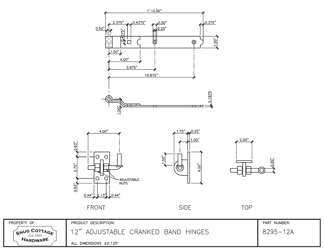 Snug Cottage 8295-12A Gate Strap Hinge Snug Cottage 8295-12A Gate Strap Hinge