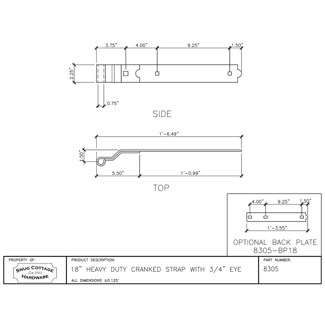Snug Cottage [8305-18] Gate Strap Hinge