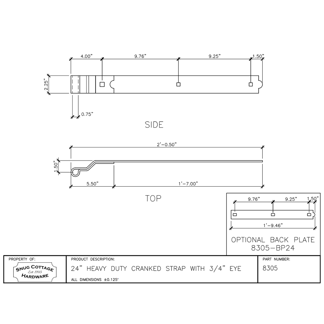 Snug Cottage [8305-24] Gate Strap Hinge