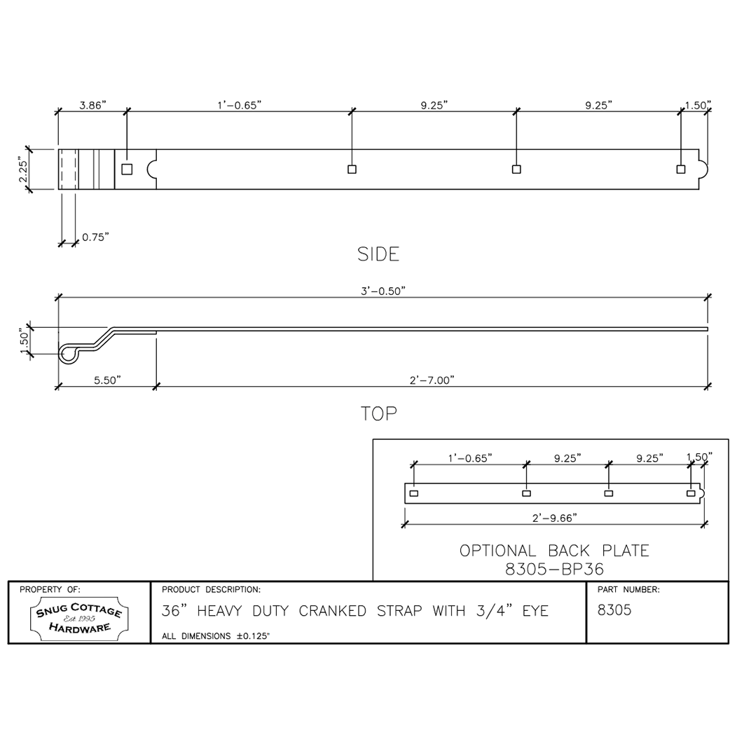 Snug Cottage [8305-36] Gate Strap Hinge