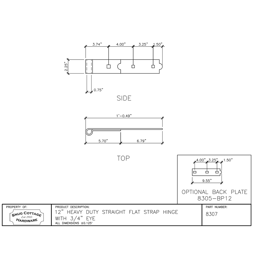 Snug Cottage [8307-12] Gate Strap Hinge