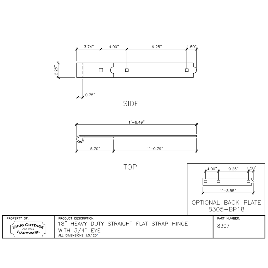 Snug Cottage [8307-18] Gate Strap Hinge