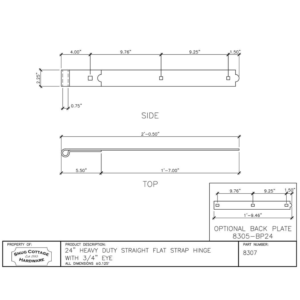 Snug Cottage [8307-24] Gate Strap Hinge
