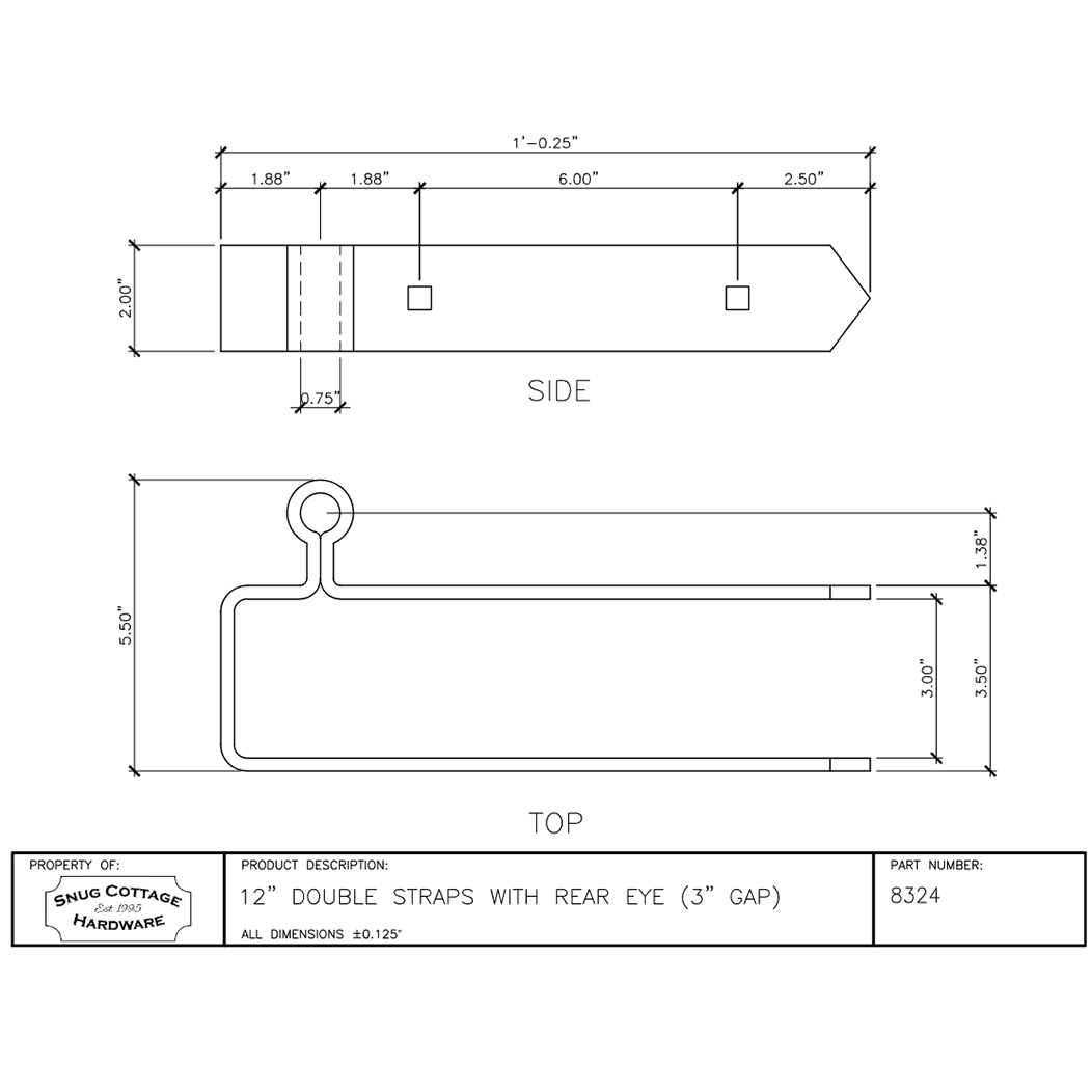 Snug Cottage [8324-12] Gate Strap Hinge